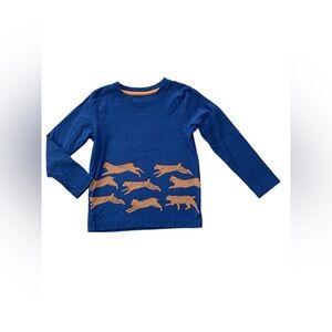 Tea Collection Size 4 Blue Cheetah Leopard Print Long Sleeve Graphic Tee Shirt